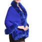 Faux Fur Shawl Wrap Stole Capelet Bridal Winter Wedding with Hook Hooded-black