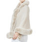 Faux Fur Shawl Wrap Stole Capelet Bridal Winter Wedding with Hook Hooded-black