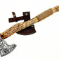 AX-7000 Custom Gift Forged Carbon Steel Viking Axe with Rose Wood Shaft, Viking Bearded Camping Axe (AX-7000) (AX-7000) AX-7000