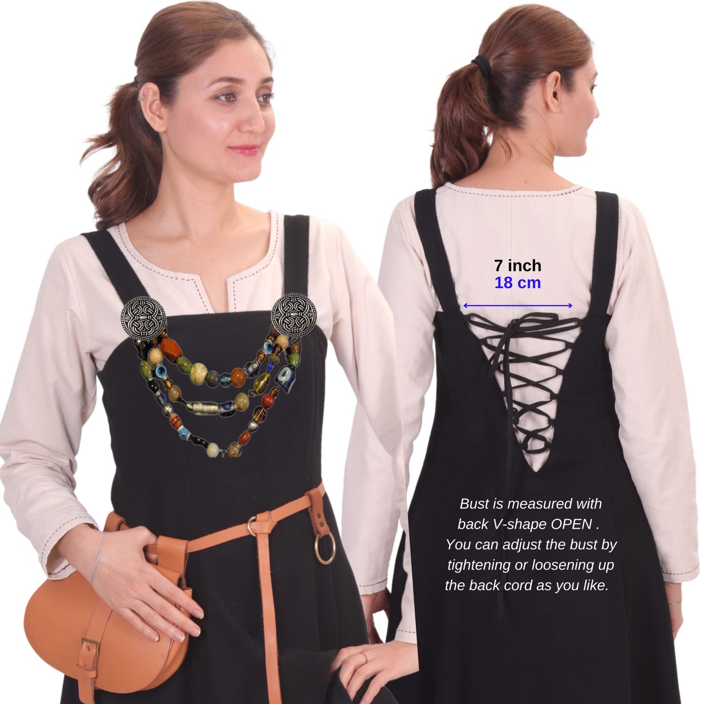 Wool Viking Apron Overdress with Laced Back