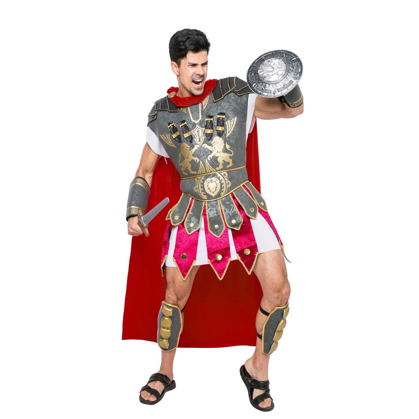 Spooktacular Creations Brave Men’s Roman Gladiator Costume Set for Halloween Audacious Dress Up Party Standard