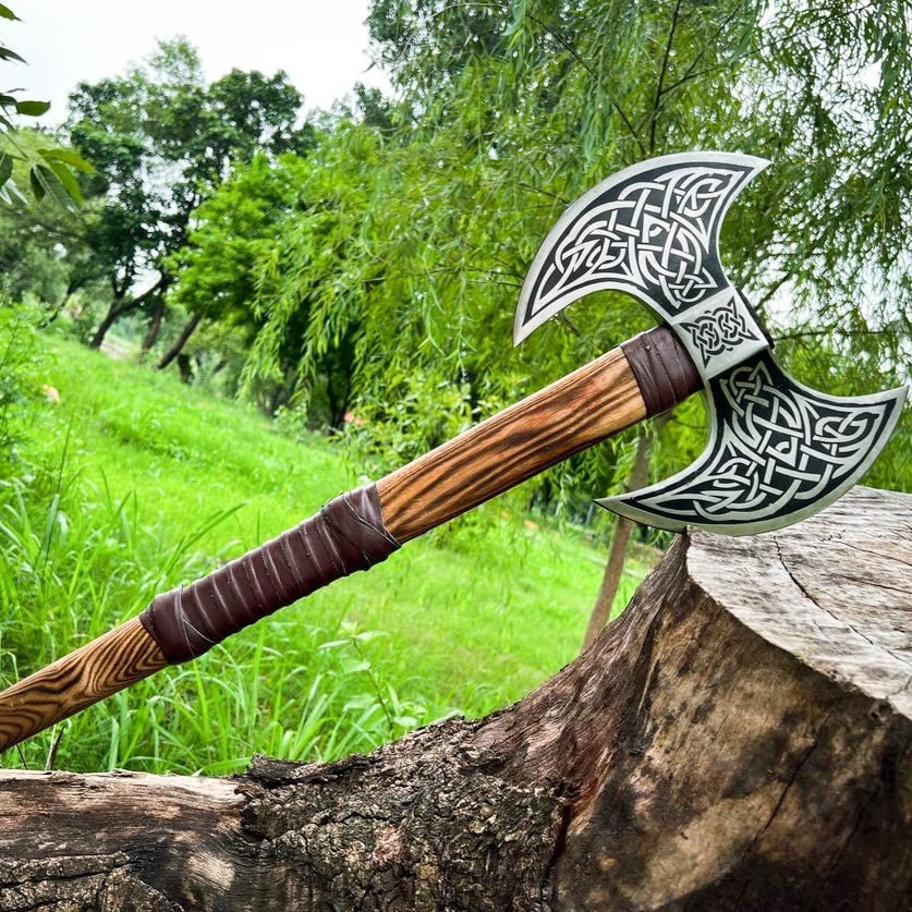 Double Sided Norse Knotwork Viking Battle Axe