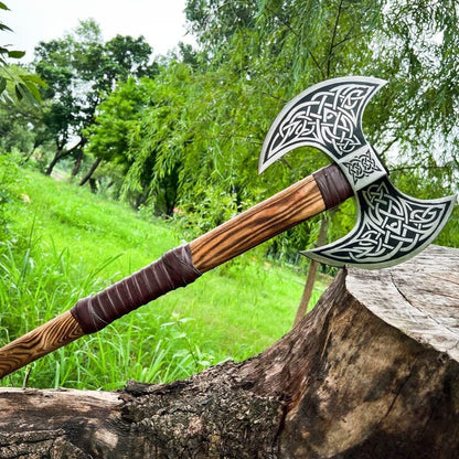 Double Sided Norse Knotwork Viking Battle Axe