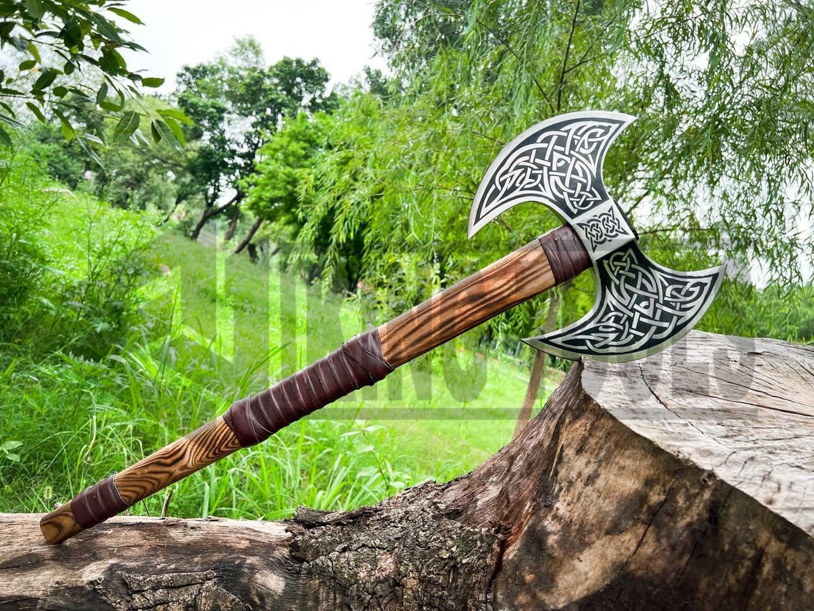 Double Sided Norse Knotwork Viking Battle Axe