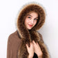 Faux Fur Shawl Wrap Stole Capelet Bridal Winter Wedding with Hook Hooded-black