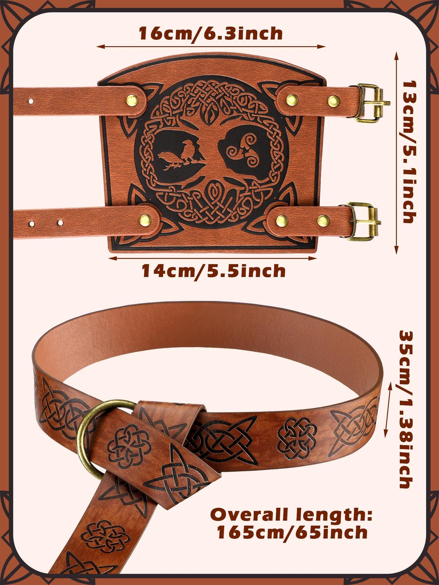 Renaissance Viking Retro Knight Belt Embossed O Ring 3 pcs