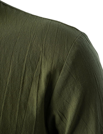 ZEROYAA Men's Medieval Vintage Long Sleeve Lace Up Shirt Renaissance Costume for Halloween Viking Pirate Cosplay XX-Large Army Green