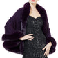 Faux Fur Shawl Wrap Stole Capelet Bridal Winter Wedding with Hook Hooded-black