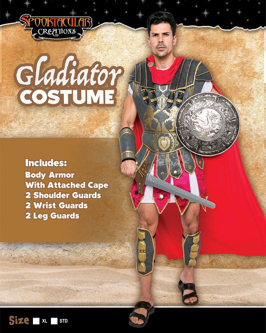 Spooktacular Creations Brave Men’s Roman Gladiator Costume Set for Halloween Audacious Dress Up Party XLarge