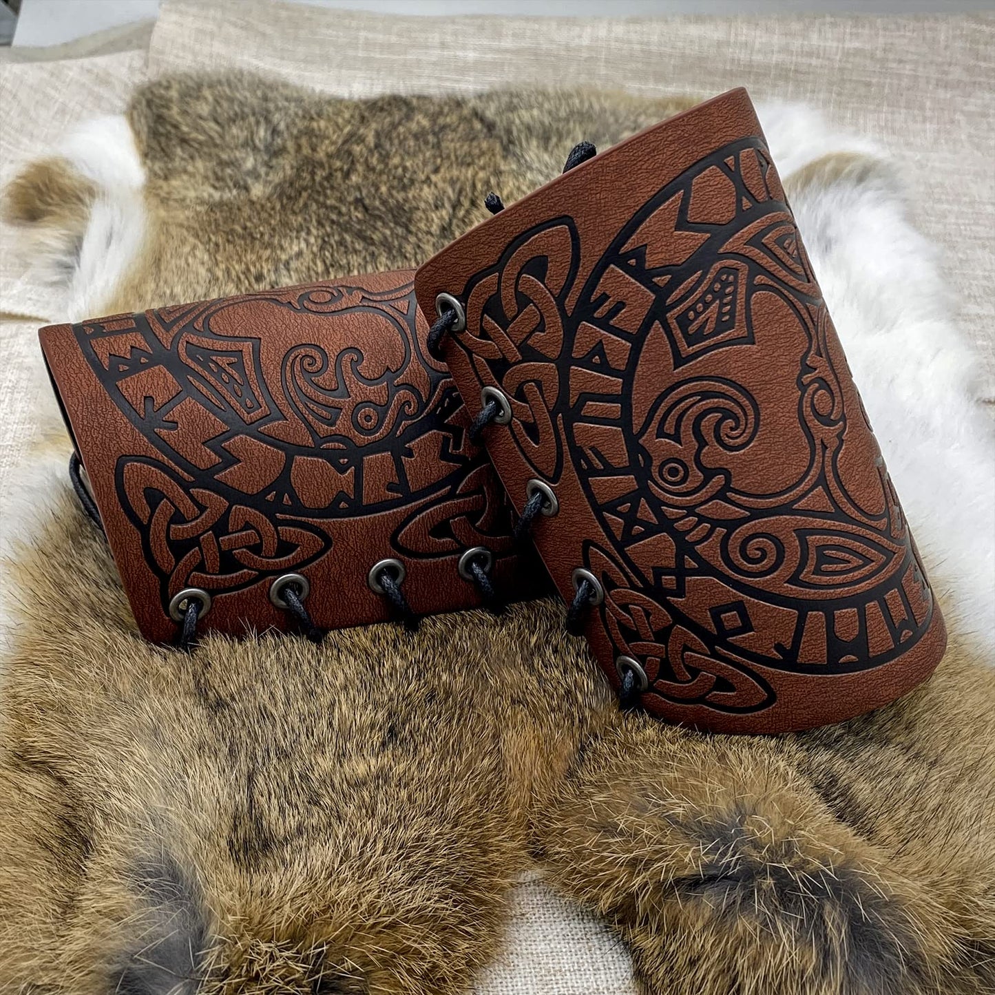 HiiFeuer Viking Arm Bracer, Embossed Norse Symbol