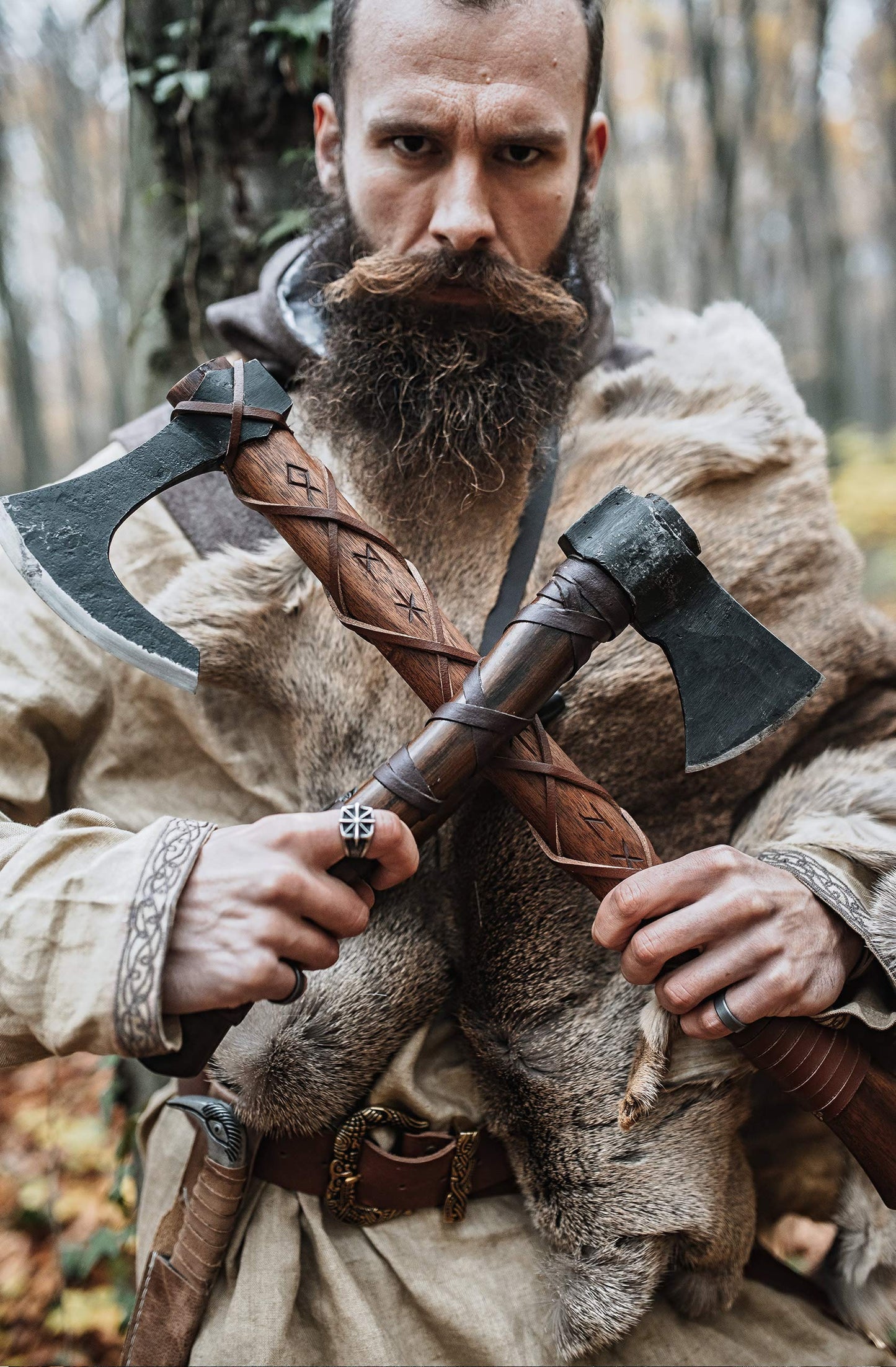 Leather-Wrapped Viking Throwing Axe