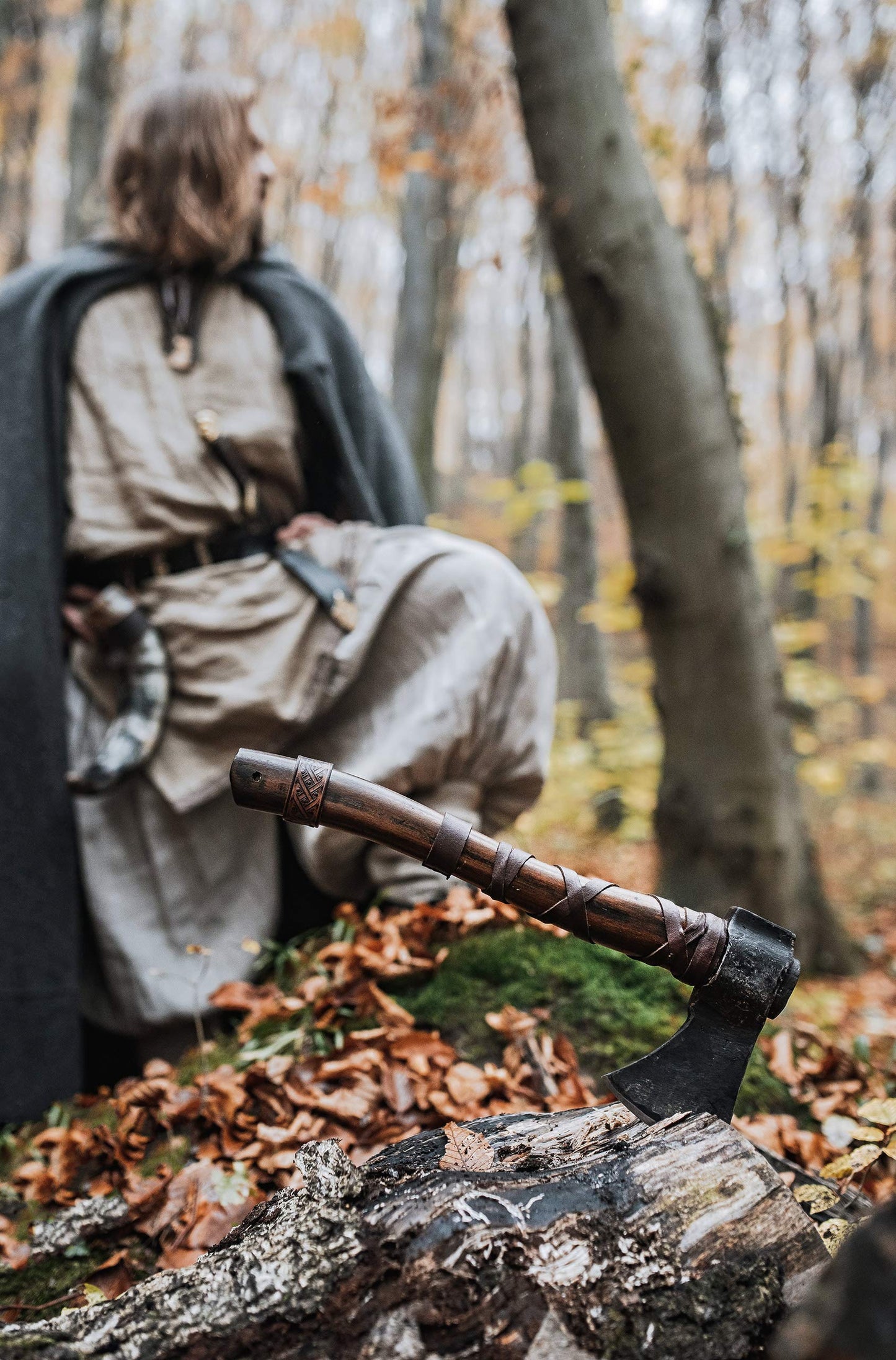 Leather-Wrapped Viking Throwing Axe