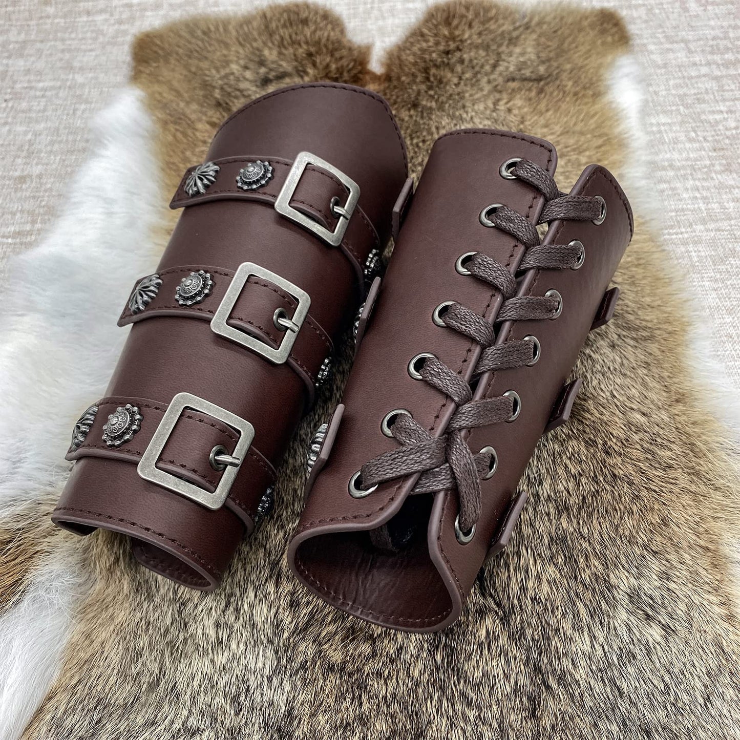 Jeilwiy Viking Bracers Medieval Leather Bracers