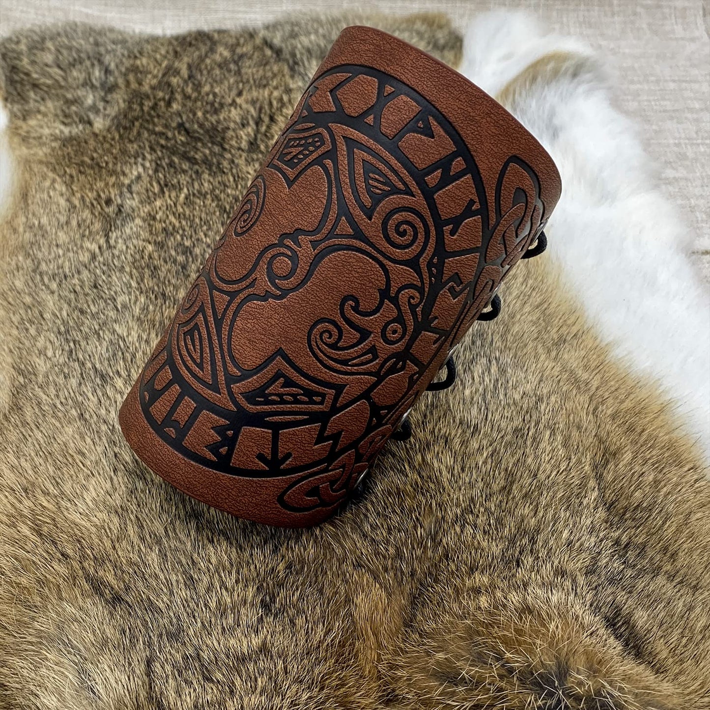 HiiFeuer Viking Arm Bracer, Embossed Norse Symbol