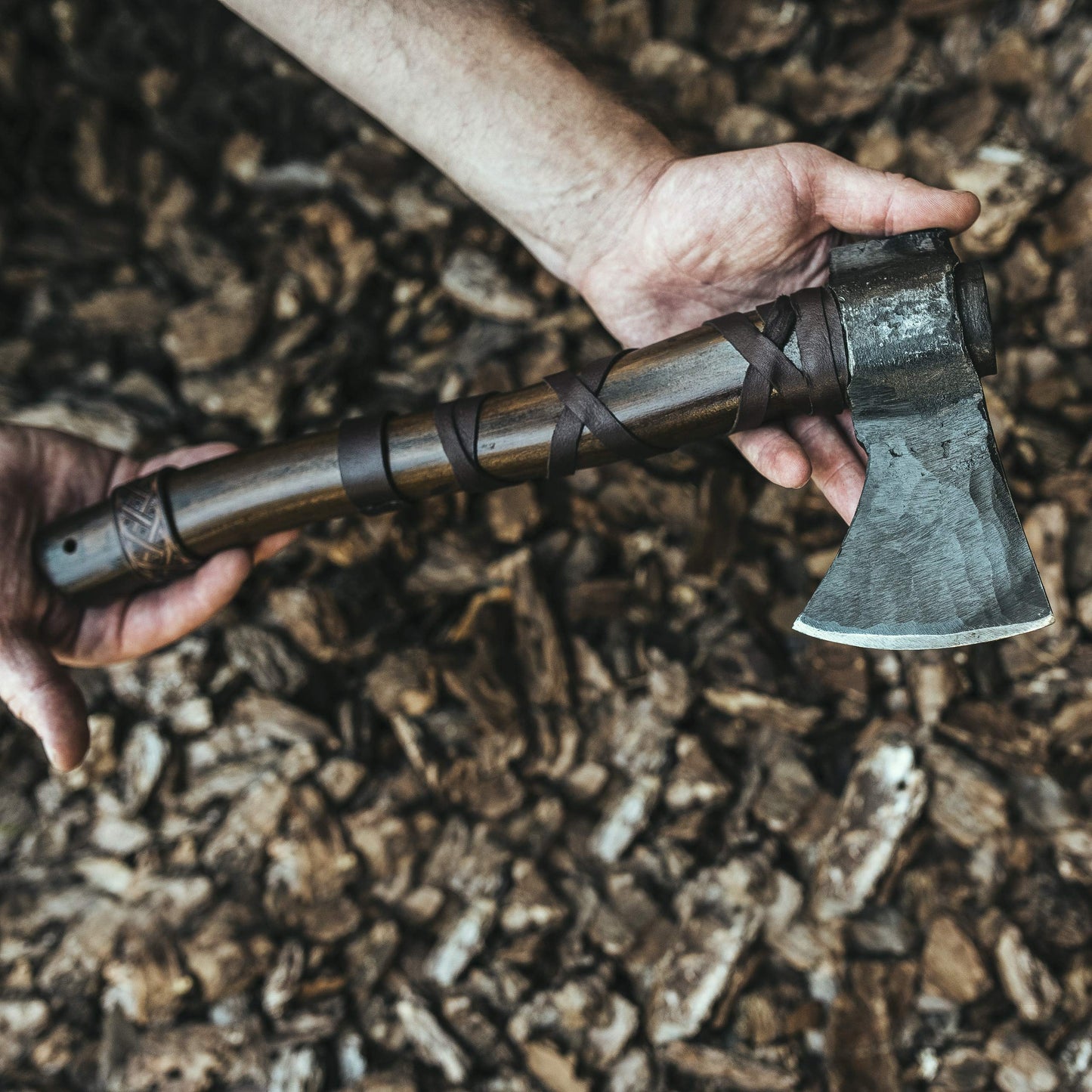 Leather-Wrapped Viking Throwing Axe