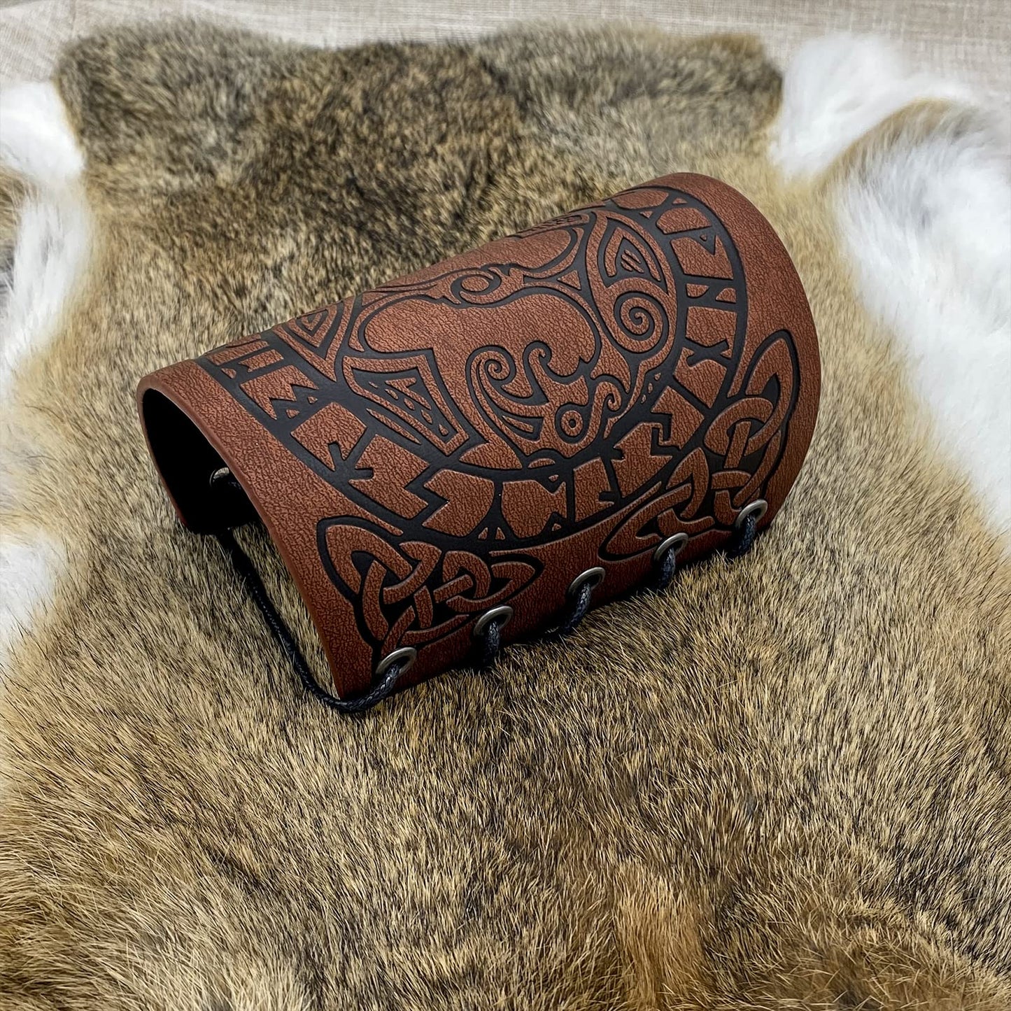 HiiFeuer Viking Arm Bracer, Embossed Norse Symbol