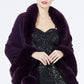 Faux Fur Shawl Wrap Stole Capelet Bridal Winter Wedding with Hook Hooded-black