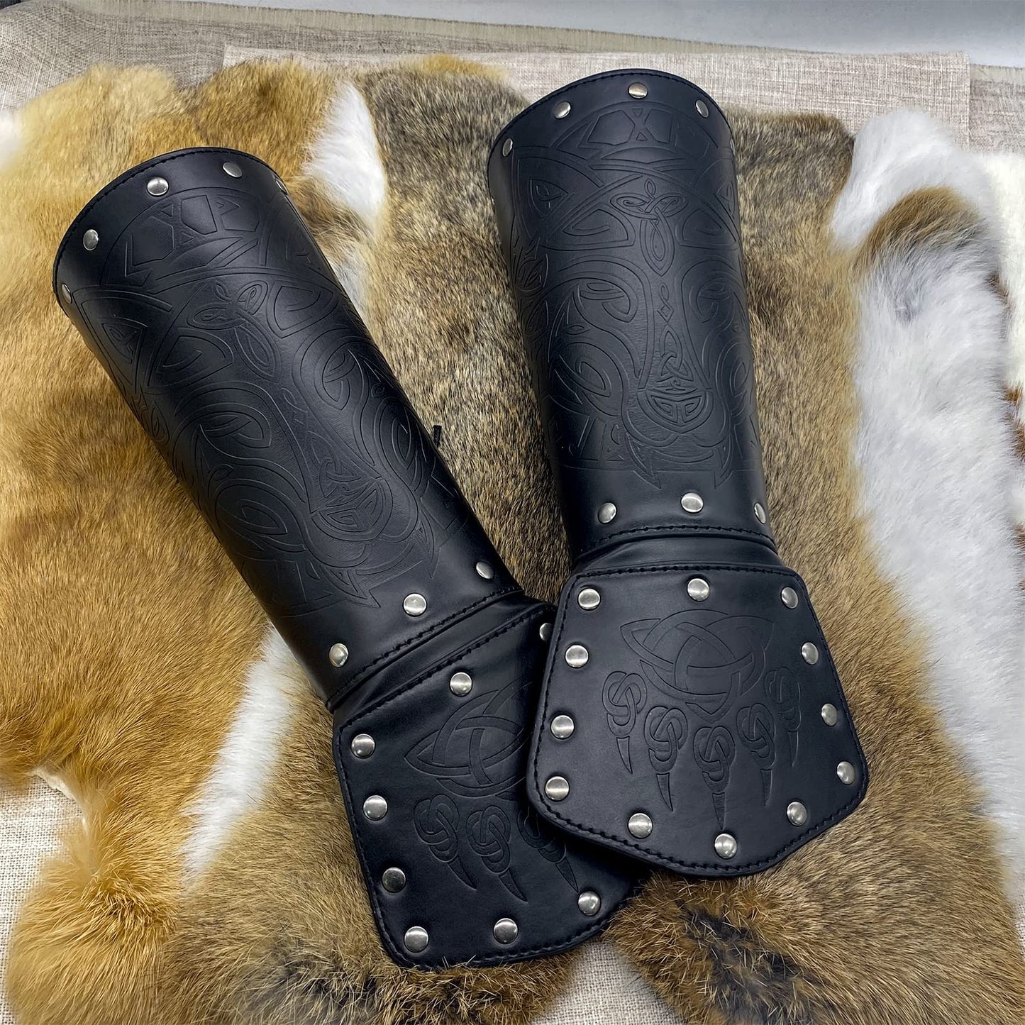 JAOYU Leather Bracers Arm Armor Viking Cuffs