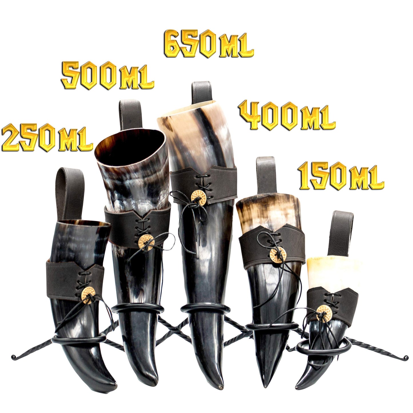 Mythrojan Viking Drinking Horn Black Medieval Beer Drinking Horn Authentic Drinking Horn with Strap Norse Beer Horn Small Drinking Horn Mug Viking Ale Horn Cup 250 ml Viking Drink Horn Replica 8oz 250 ML (Black Strap)