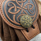 HiiFeuer Medieval Embossed Faux Leather Belt Pouch, Retro Renaissance Portable Belt Bag Coin Purse Dice Bag for LARP Ren Faire (Brown A) Brown A