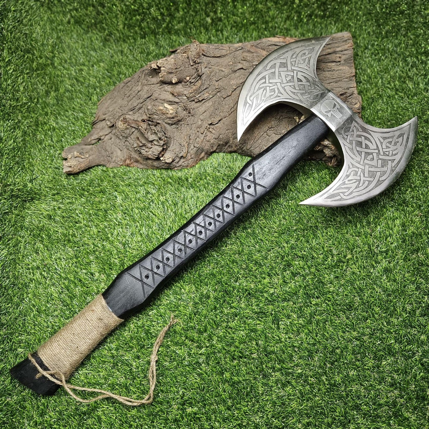 AX-7000 Custom Gift Forged Carbon Steel Viking Axe with Rose Wood Shaft, Viking Bearded Camping Axe (AX-7000) (AX-7000) AX-7000