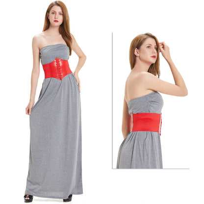 Womens Corset Belts Lace-up Tied Waspie Belt Retro Waist Cinch Belt