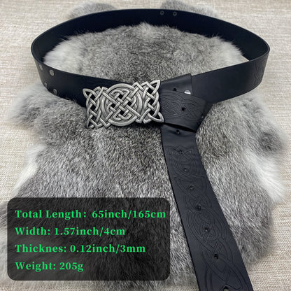 Dark Brown Celtic Knot Embossed PU Leather Medieval Viking Belt