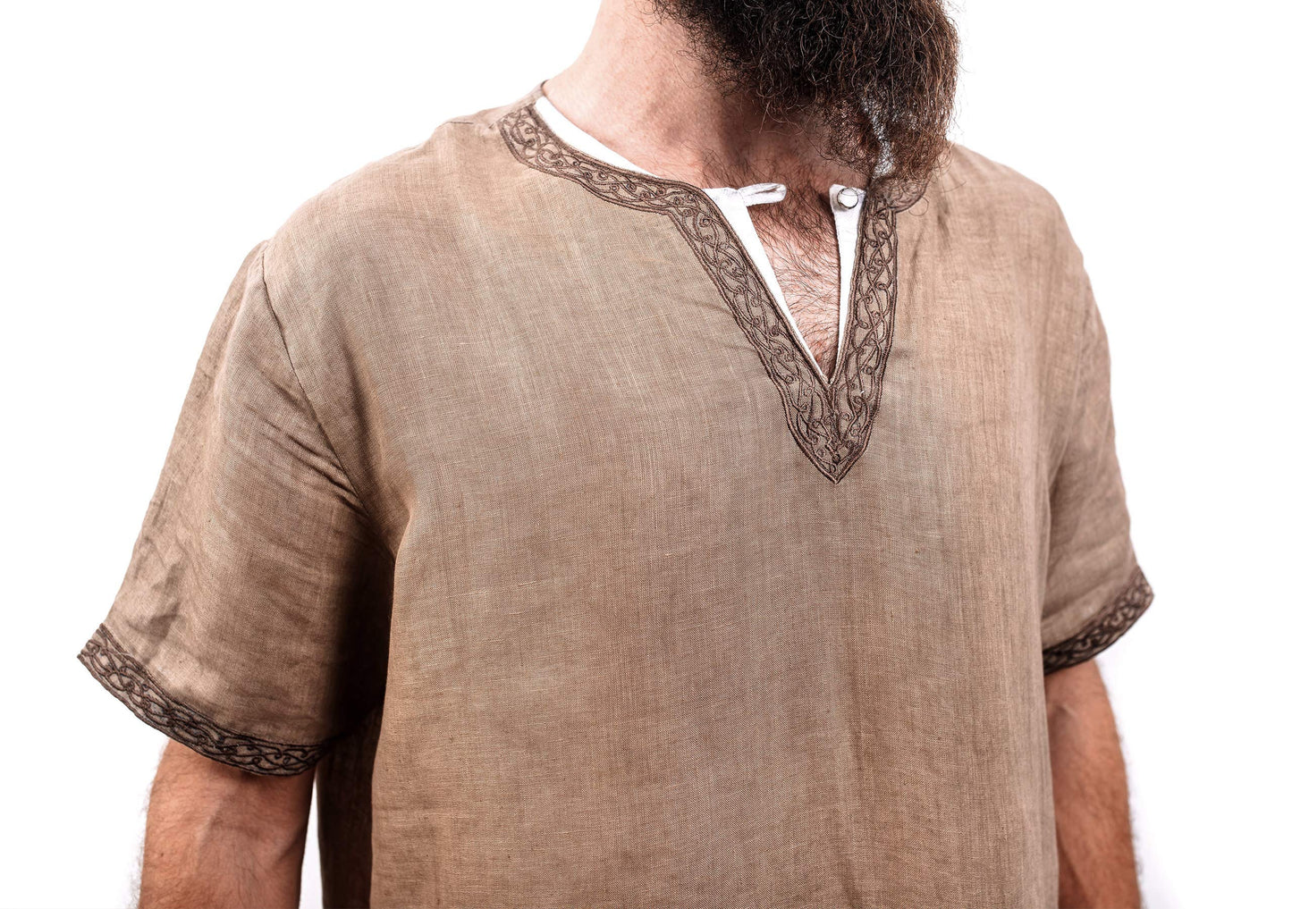 Norse Tradesman Short-Sleeve Medieval Tunic - 180 GSM Linen Fabric - Premium Quality Viking Reenactment Attire Medium