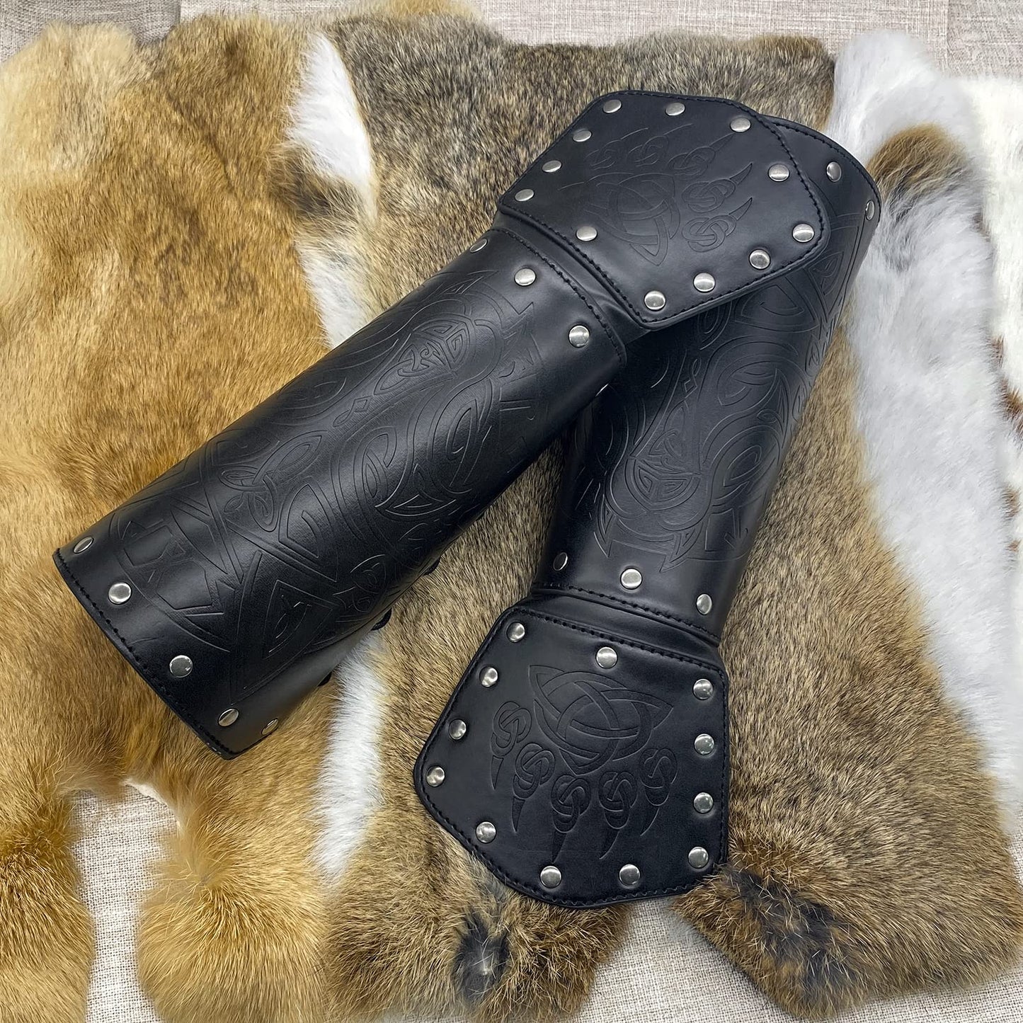 JAOYU Leather Bracers Arm Armor Viking Cuffs