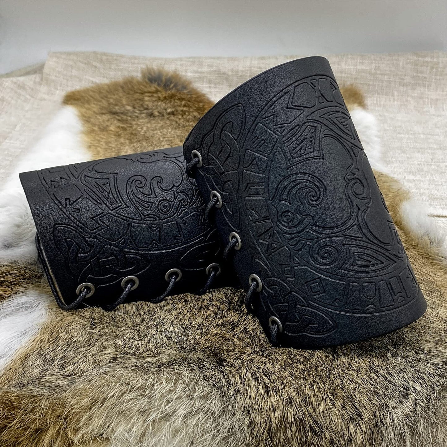 HiiFeuer Viking Arm Bracer, Embossed Norse Symbol