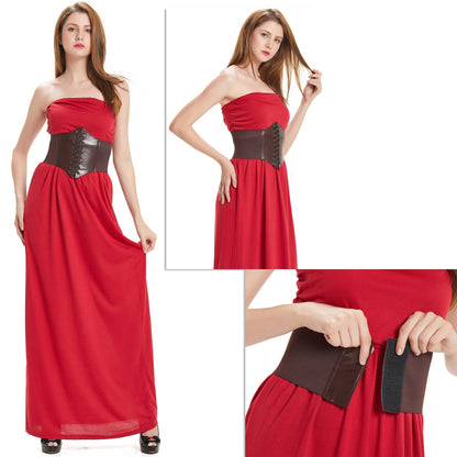 Womens Corset Belts Lace-up Tied Waspie Belt Retro Waist Cinch Belt