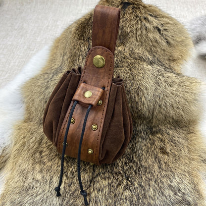 Medieval Viking Embossed O Ring Belt with Nordic Embossed Belt Bag
