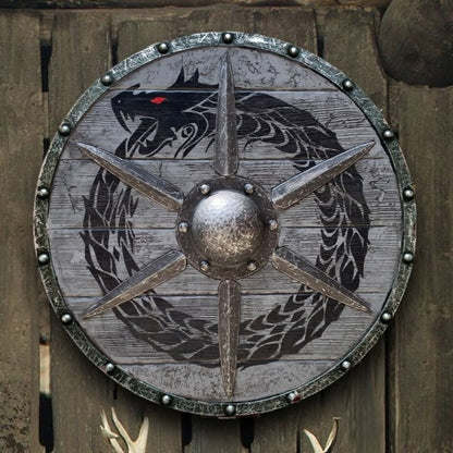Jormungandr Plank Viking Shield with Steel Braces, 24"