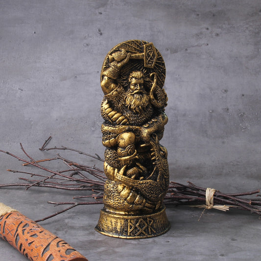 Handcarved Viking Altar Thor Sculpture