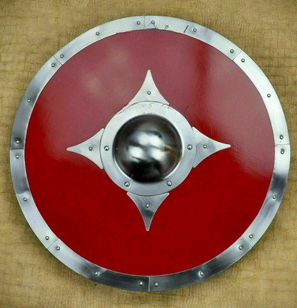 Medieval Red Shield with Silver-like Gauge