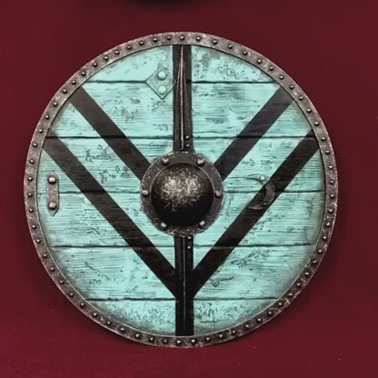 Lagertha Shieldmaiden Plank Blue Viking Shield, 24"