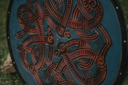 Carved Jelling Beast Viking Shield, 24"