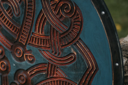 Carved Jelling Beast Viking Shield, 24"